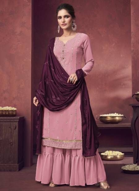 Pink Colour Festive Wear Heavy Fox Georgette Fancy Plazzo Salwar Suit Collection 1347-B